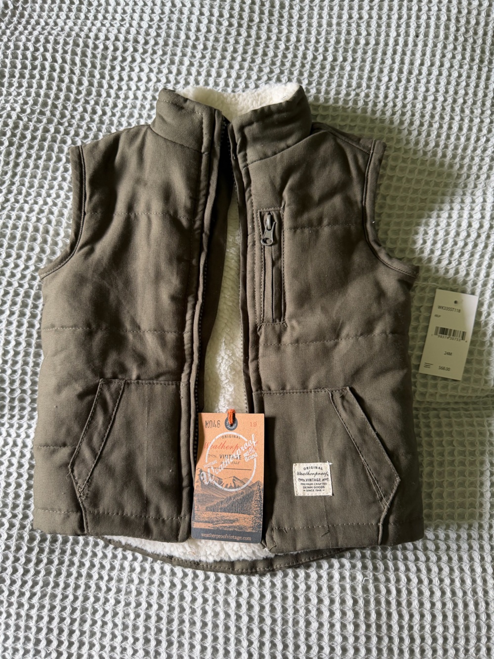 Weatherproof Olive Green Kids Puffer Vest 24M NWT